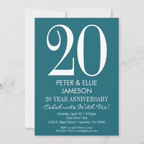Teal Turquoise Modern Anniversary Invitations