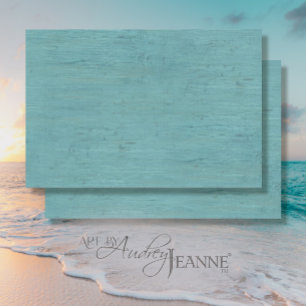 Teal Turquoise Ocean Blue Beach Wood Decoupage Art Tissue Paper