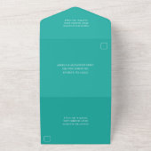 Teal Turquoise Ombre Glitter Wedding All In One Invitation (Outside)