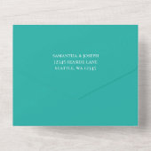 Teal Turquoise Ombre Glitter Wedding All In One Invitation (Back)