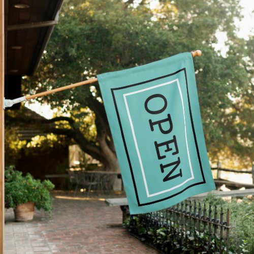 Teal Turquoise Open Flag for Shop or Business