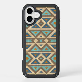 Teal Turquoise Orange Brown American Indian Art iPhone 16 Plus Case