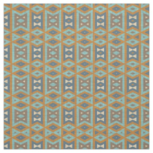 Teal Turquoise Orange Brown Eclectic Ethnic Look Fabric