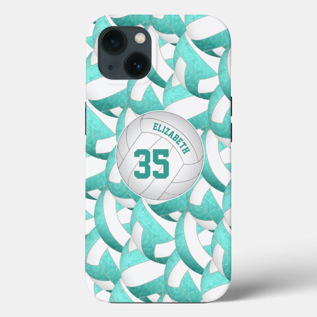 teal turquoise personalized girls volleyball Case-Mate iPhone case (Back)