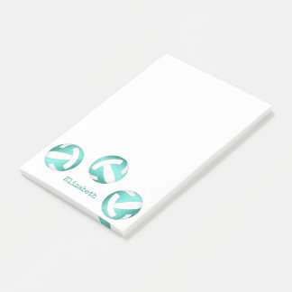 teal turquoise personalized girls volleyball post-it notes