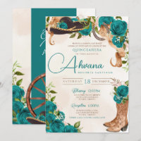Teal Turquoise Quinceanera Charro Western Rose