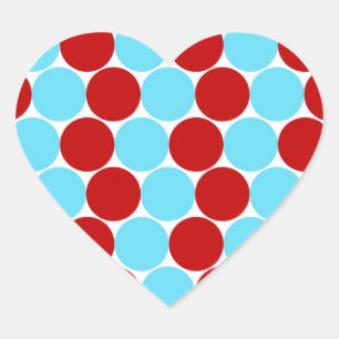Teal Turquoise Red Big Polka Dots Pattern Gifts Heart Sticker