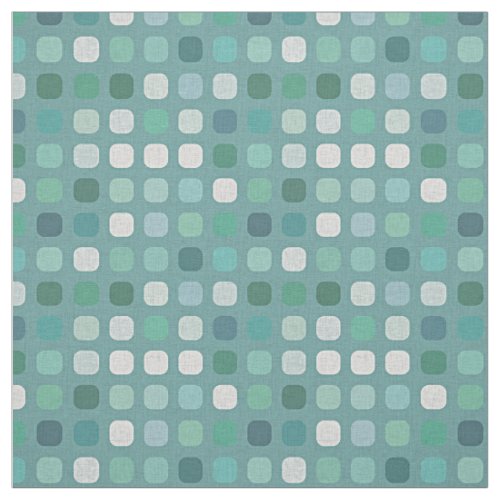 Teal Turquoise Retro Chic Round Squares Pattern Fabric