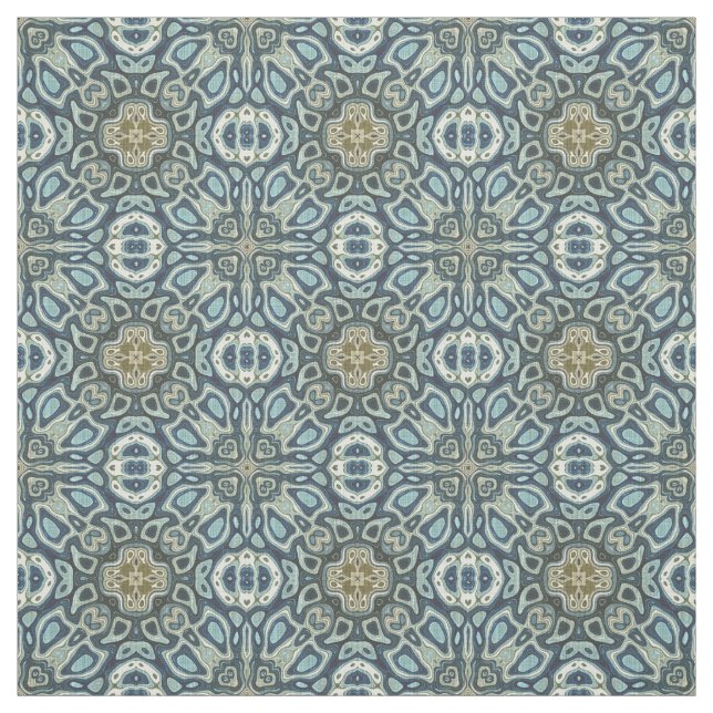 Teal Turquoise Seafoam Green Bali Batik Pattern Fabric (Swatch)