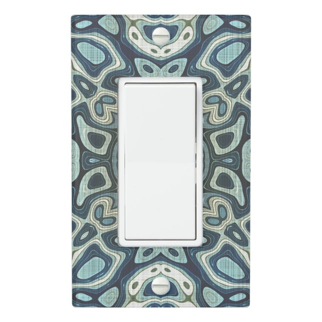 Teal Turquoise Seafoam Green Bohemian Tribe Art Light Switch Cover (In Situ)