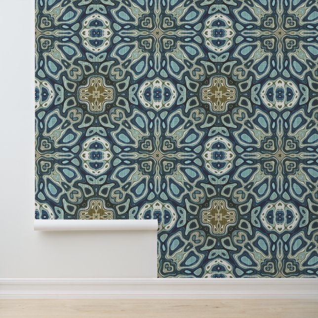 Teal Turquoise Seafoam Green Bohemian Tribe Art Wallpaper (Application)