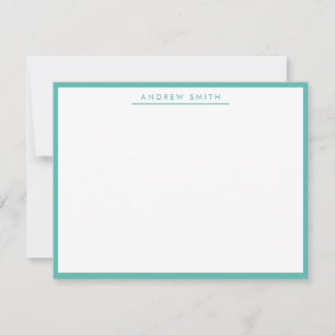 Teal Turquoise Simple Line Modern Stylish Elegant Note Card