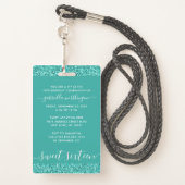 Teal Turquoise Sweet 16 Invitation VIP Pass Badge (Back with Lanyard)