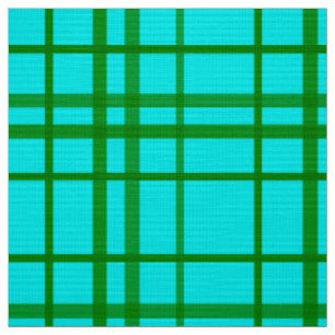 Teal Turquoise Tartan Plaid Pattern Design  Fabric