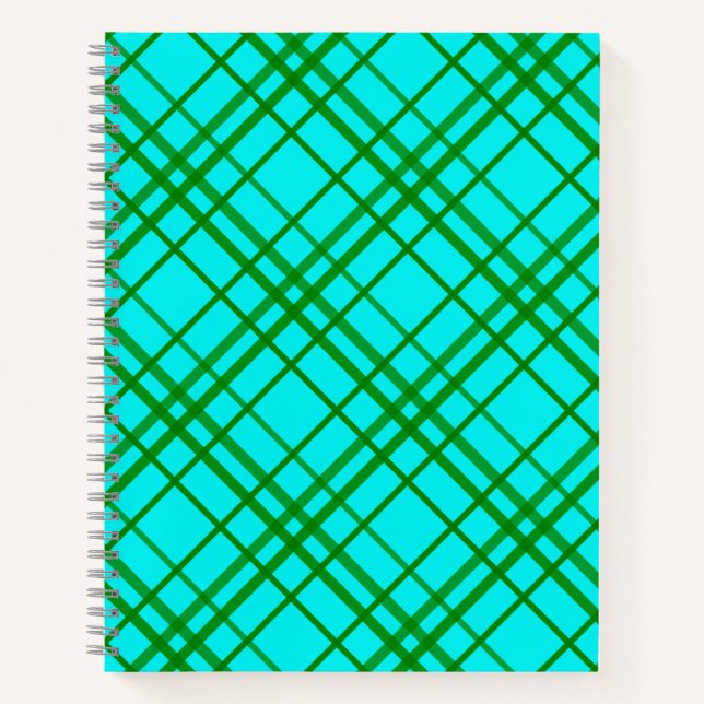 Teal Turquoise Tartan Plaid Pattern Design  Notebook (Front)