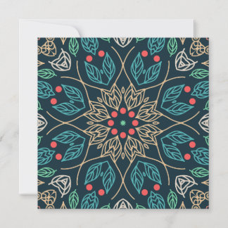 Teal Turquoise Teal Fern Designer Square Note Card