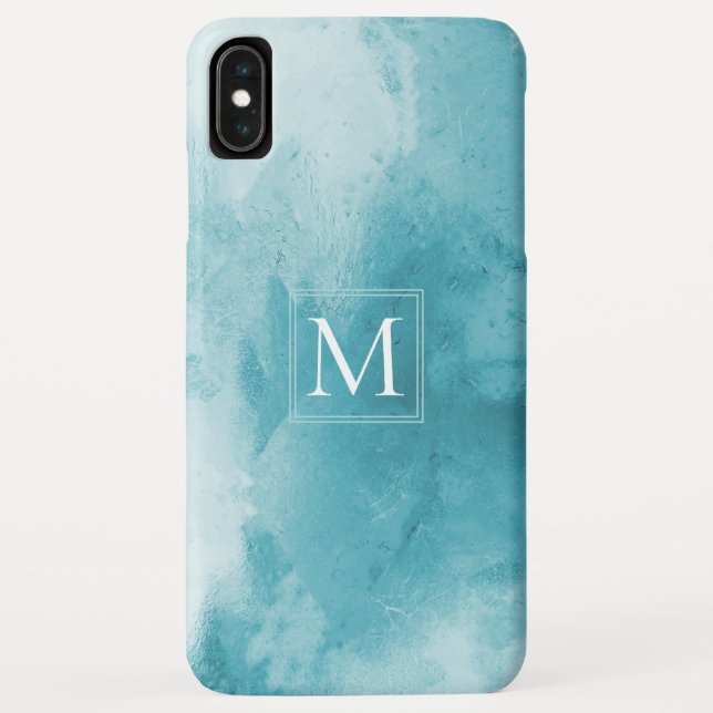 Teal Turquoise Watercolor Marble | Monogram Case-Mate iPhone Case (Back)