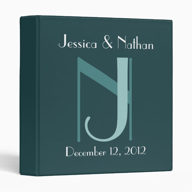 TEAL & TURQUOISE Wedding Photo Planner Binder (Front/Spine)