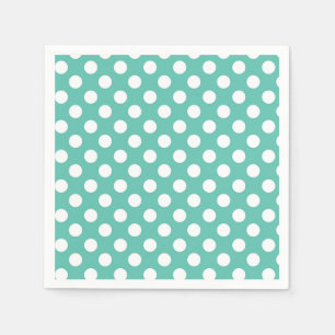Teal Turquoise & White Polka Dots Birthday Party Napkins