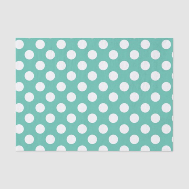 Teal Turquoise & White Polka Dots Birthday Party Tissue Paper (Front)