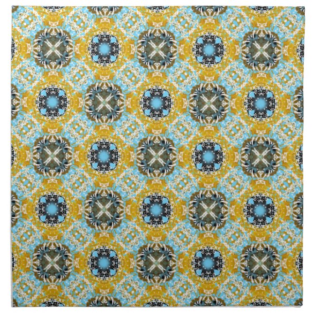 Teal, Turquoise, Yellow, & Grey Gemstones Pattern Cloth Napkin (Front)
