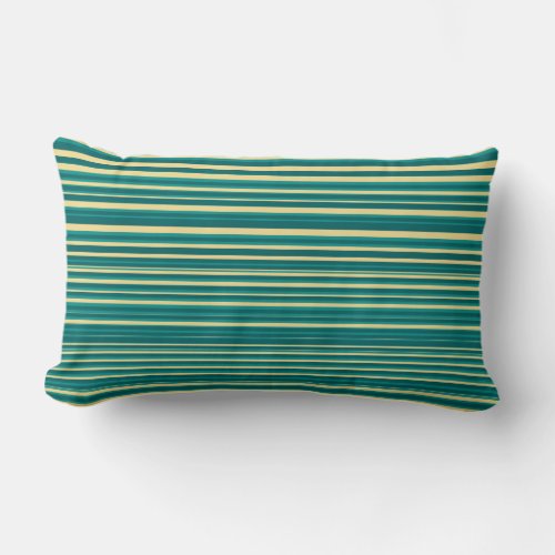 Teal Turquoise  Yellow Simple Modern Stripes Lumbar Pillow
