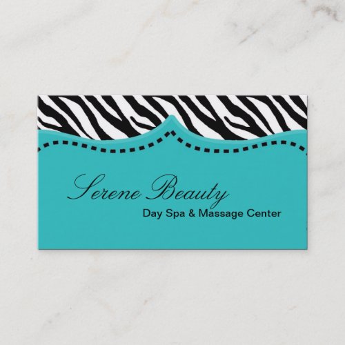 Teal Turquoise Zebra Print Animal Business Card