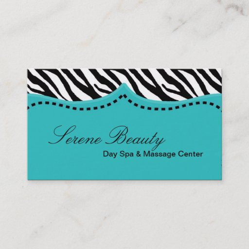Customizable Teal Turquoise Zebra Print Animal Business Card