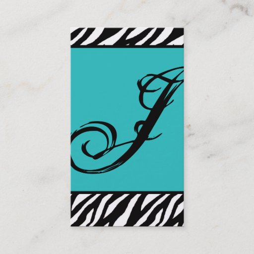 Customizable Teal Turquoise Zebra Print Pattern Business Card