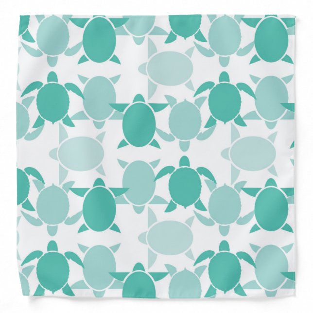 Teal Turtle Pattern Bandana (Front)