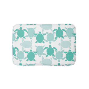 Teal Turtle Pattern Bathroom Mat