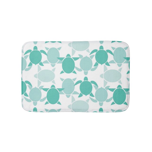 Teal Turtle Pattern Bathroom Mat (Front)