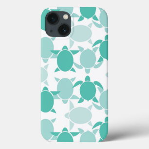 Teal Turtle Pattern iPhone 13 Case