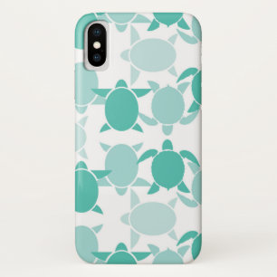 Teal Turtle Pattern iPhone X Case
