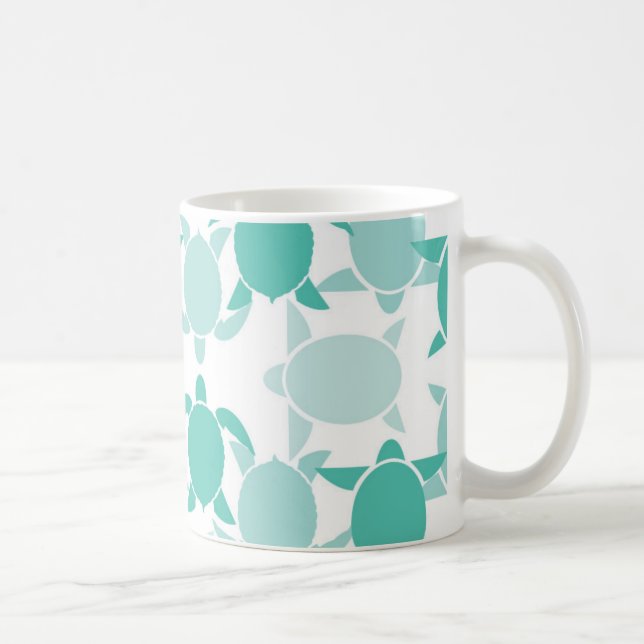 Teal Turtle Pattern Coffee Mug (Right)