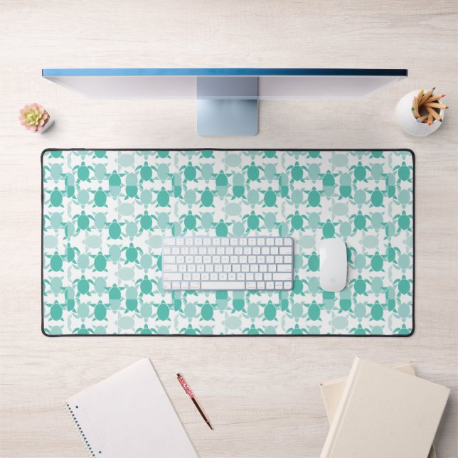 Teal Turtle Pattern Desk Mat (Office 1)