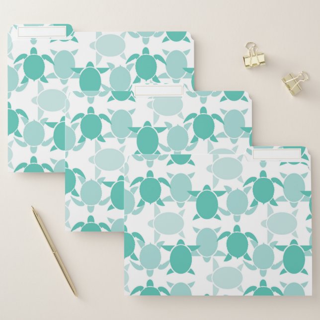 Teal Turtle Pattern File Folder (Set)