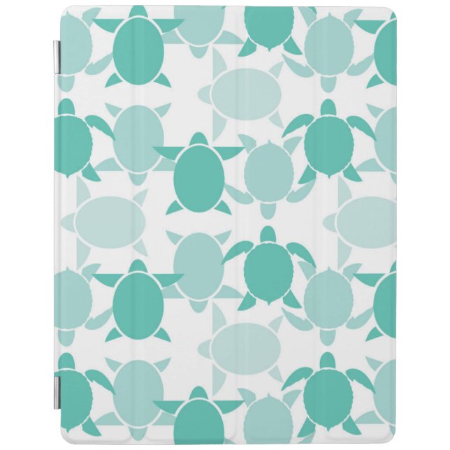 Teal Turtle Pattern iPad Smart Cover (Front)