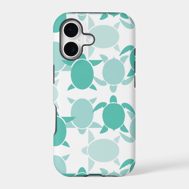 Teal Turtle Pattern Iphone Case (Back)