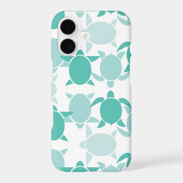 Teal Turtle Pattern Iphone Case (Back)