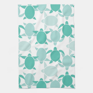 Teal Turtle Pattern Kitchen Towel