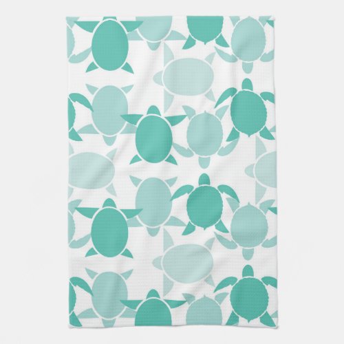Teal Turtle Pattern Kitchen Towel