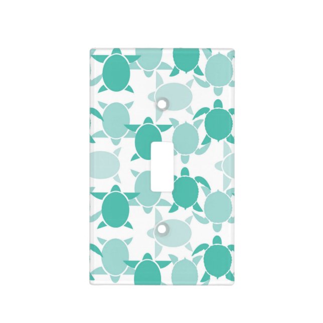 Teal Turtle Pattern Light Switch Cover (Front)