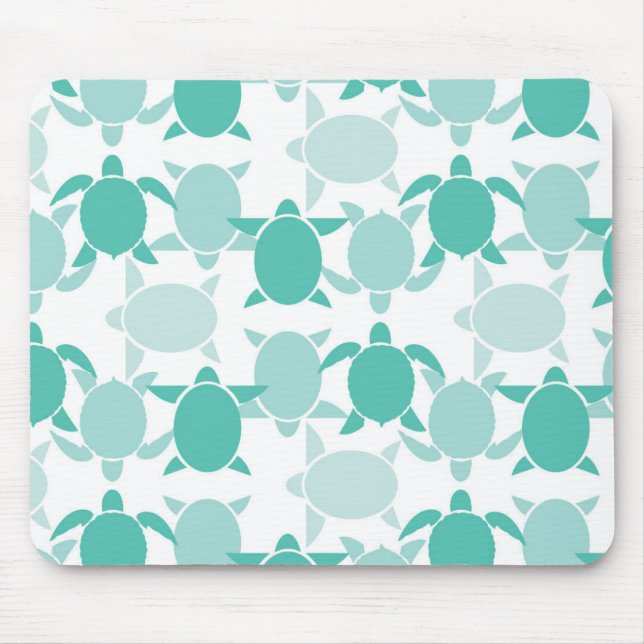 Teal Turtle Pattern Mouse Pad (Front)