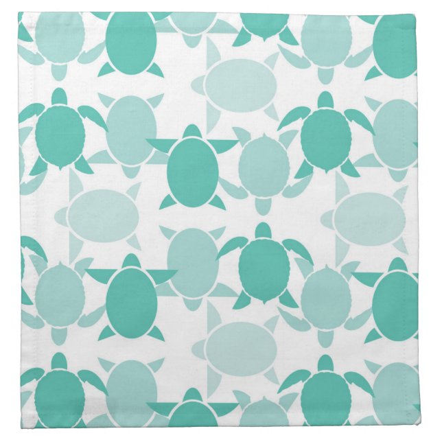 Teal Turtle Pattern Napkin (Front)