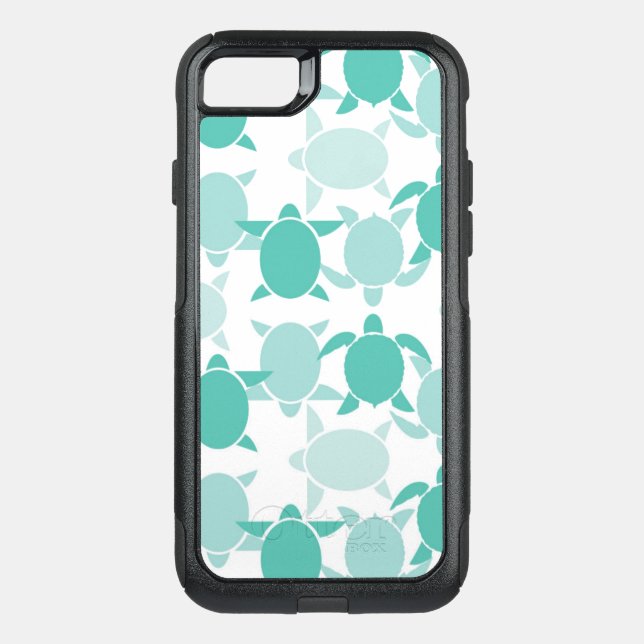 Teal Turtle Pattern Otterbox iPhone Case (Back)