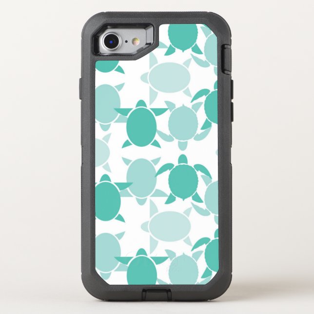 Teal Turtle Pattern Otterbox iPhone Case (Back)
