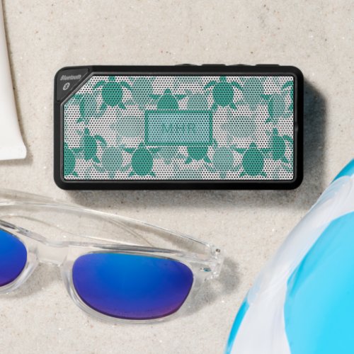 Teal Turtle Pattern  Personalize Bluetooth Speaker