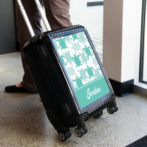 Teal Turtle Pattern  Personalize Luggage