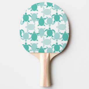 Teal Turtle Pattern Ping Pong Paddle